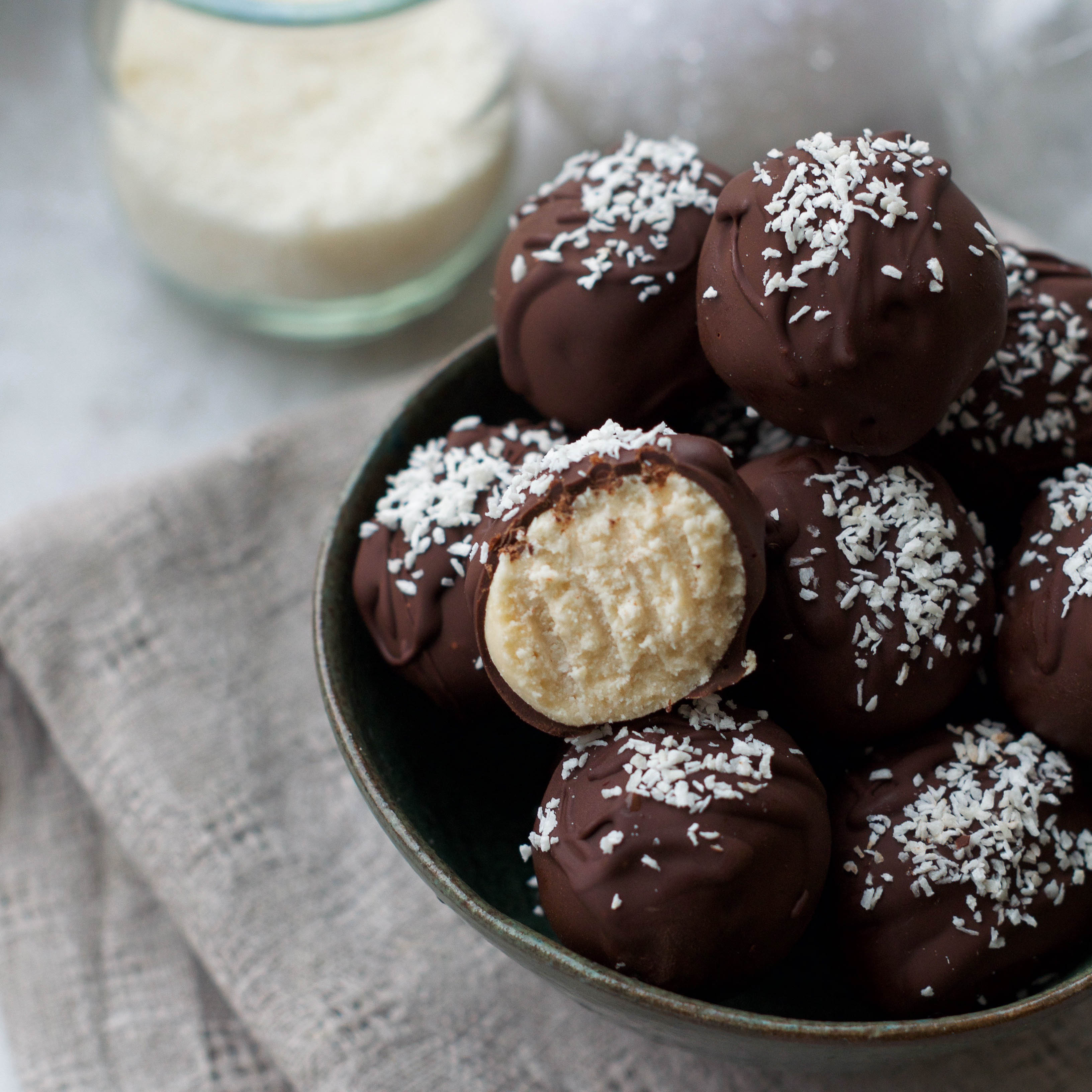 Vegan Chocolate Coated Coconut Truffles