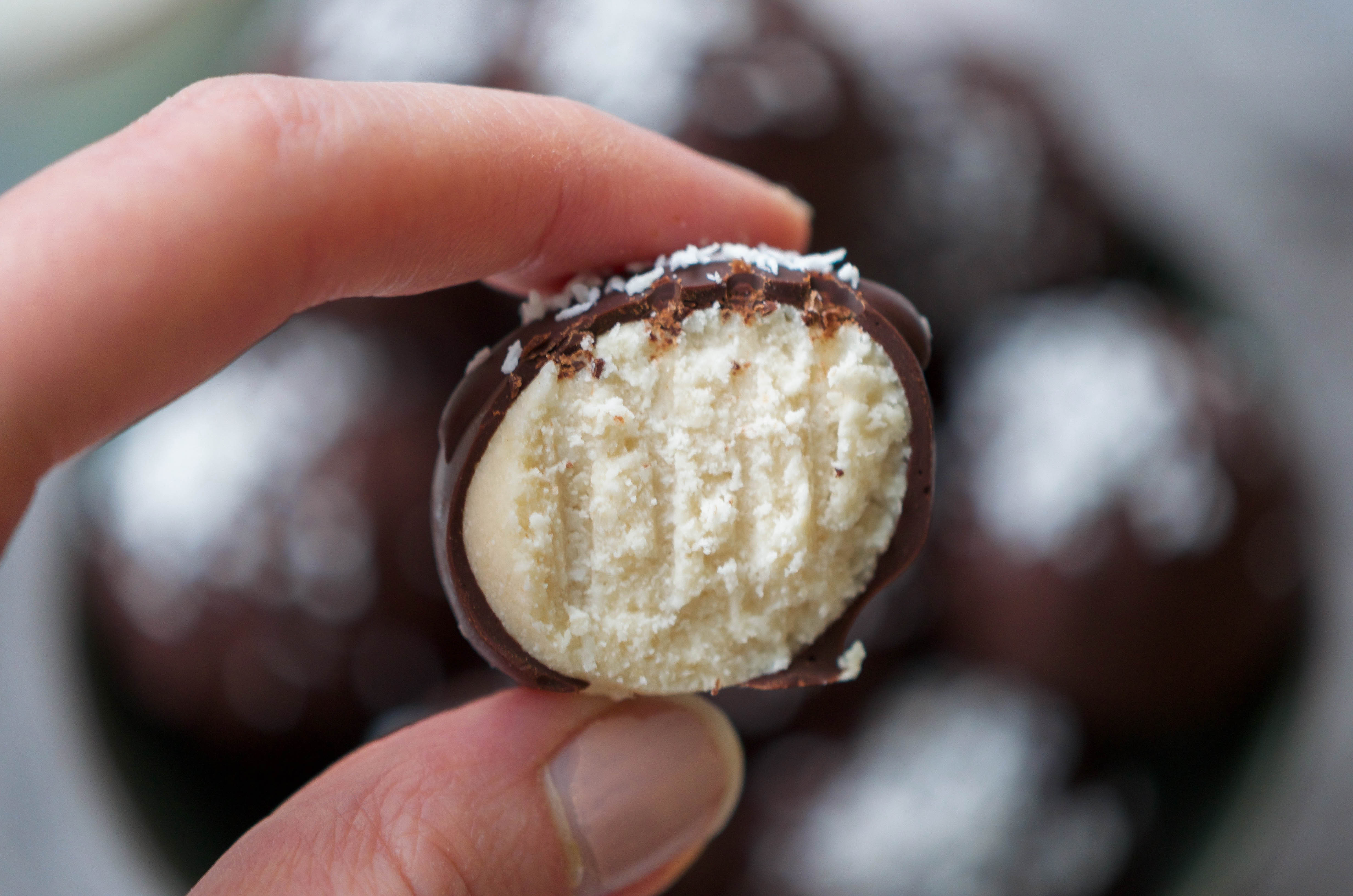 Vegan Chocolate Coated Coconut Truffles