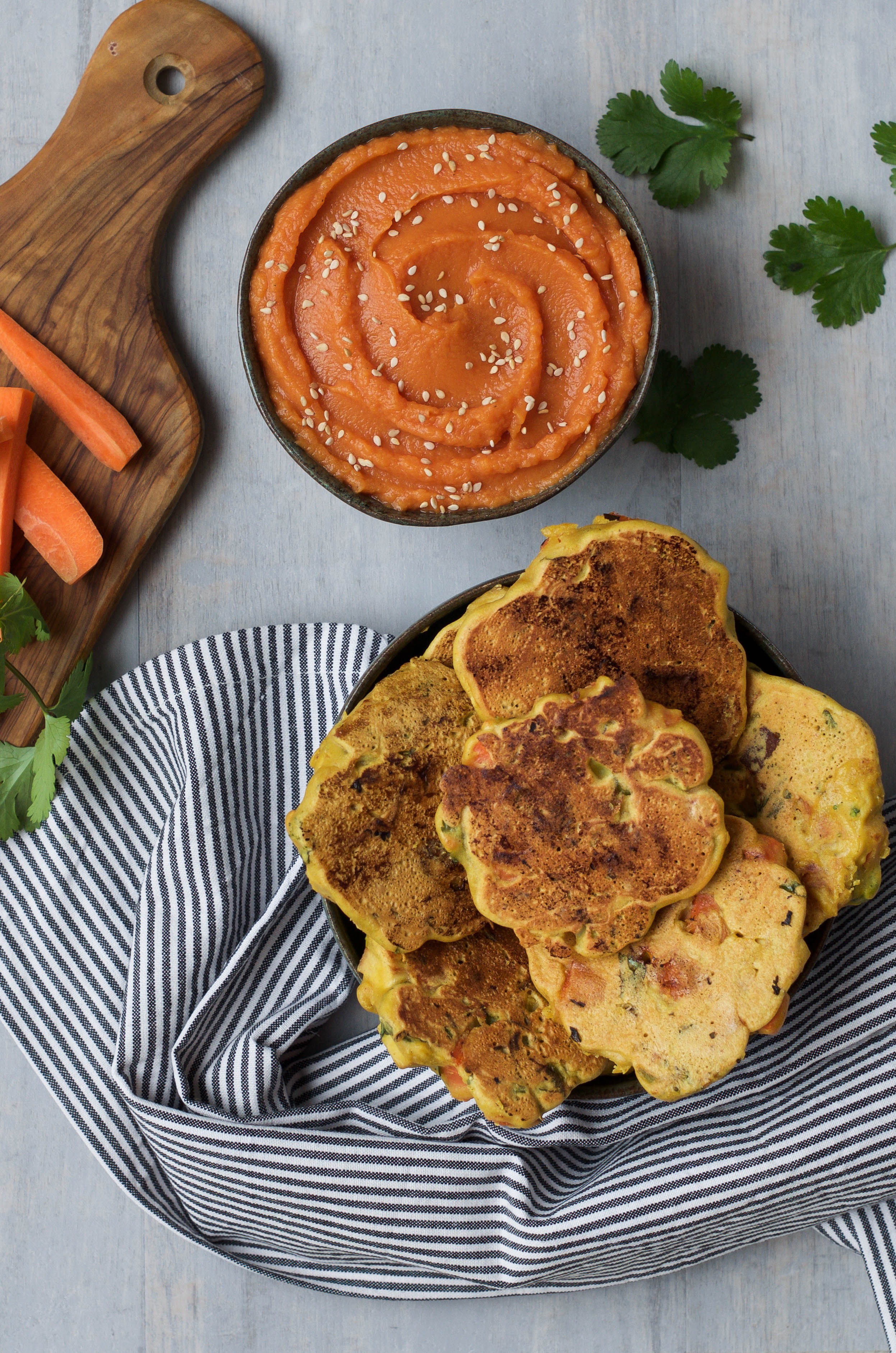 Veggie Cakes with a Sweet Potato Dip