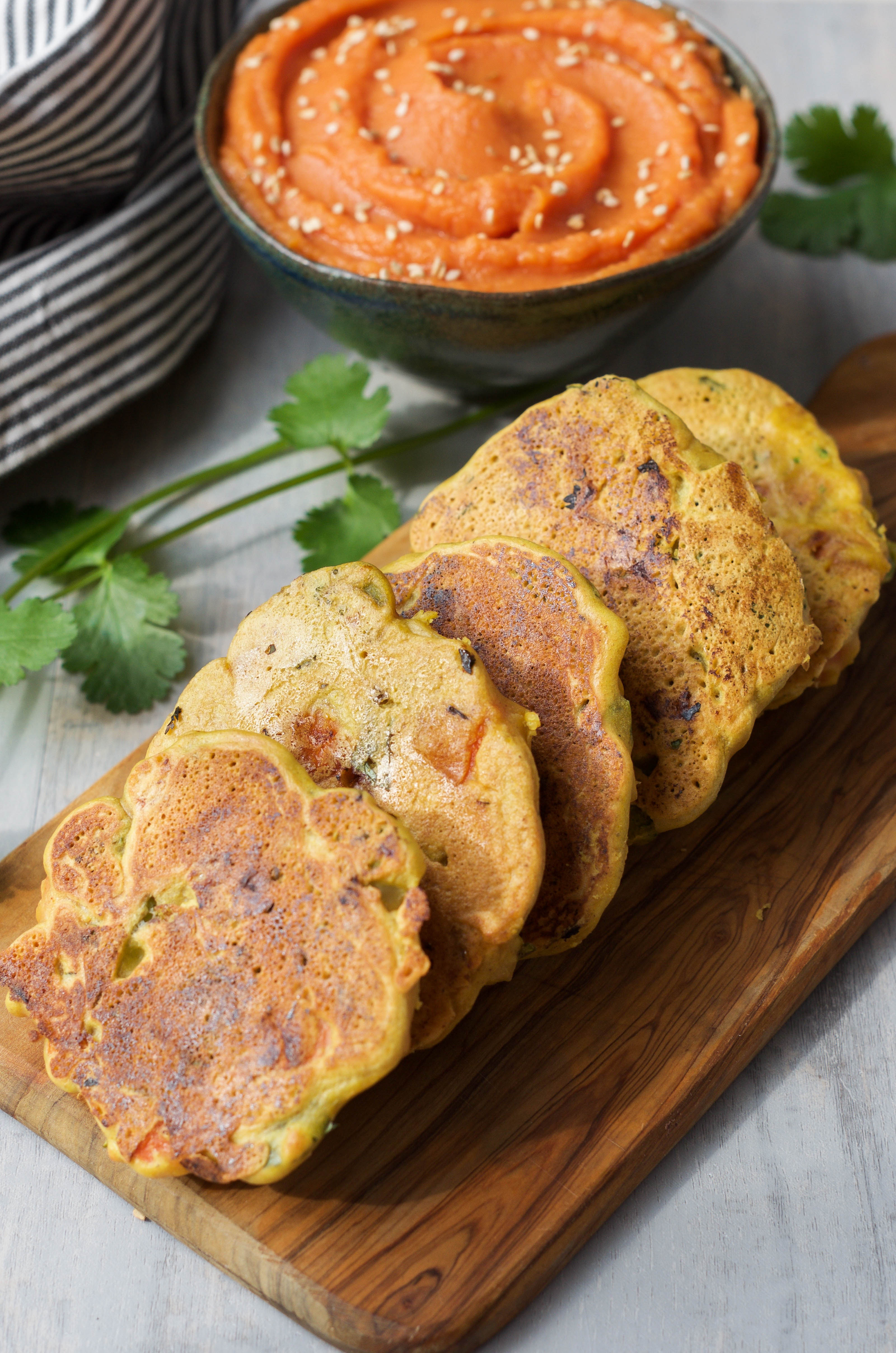 Veggie Cakes with a Sweet Potato Dip