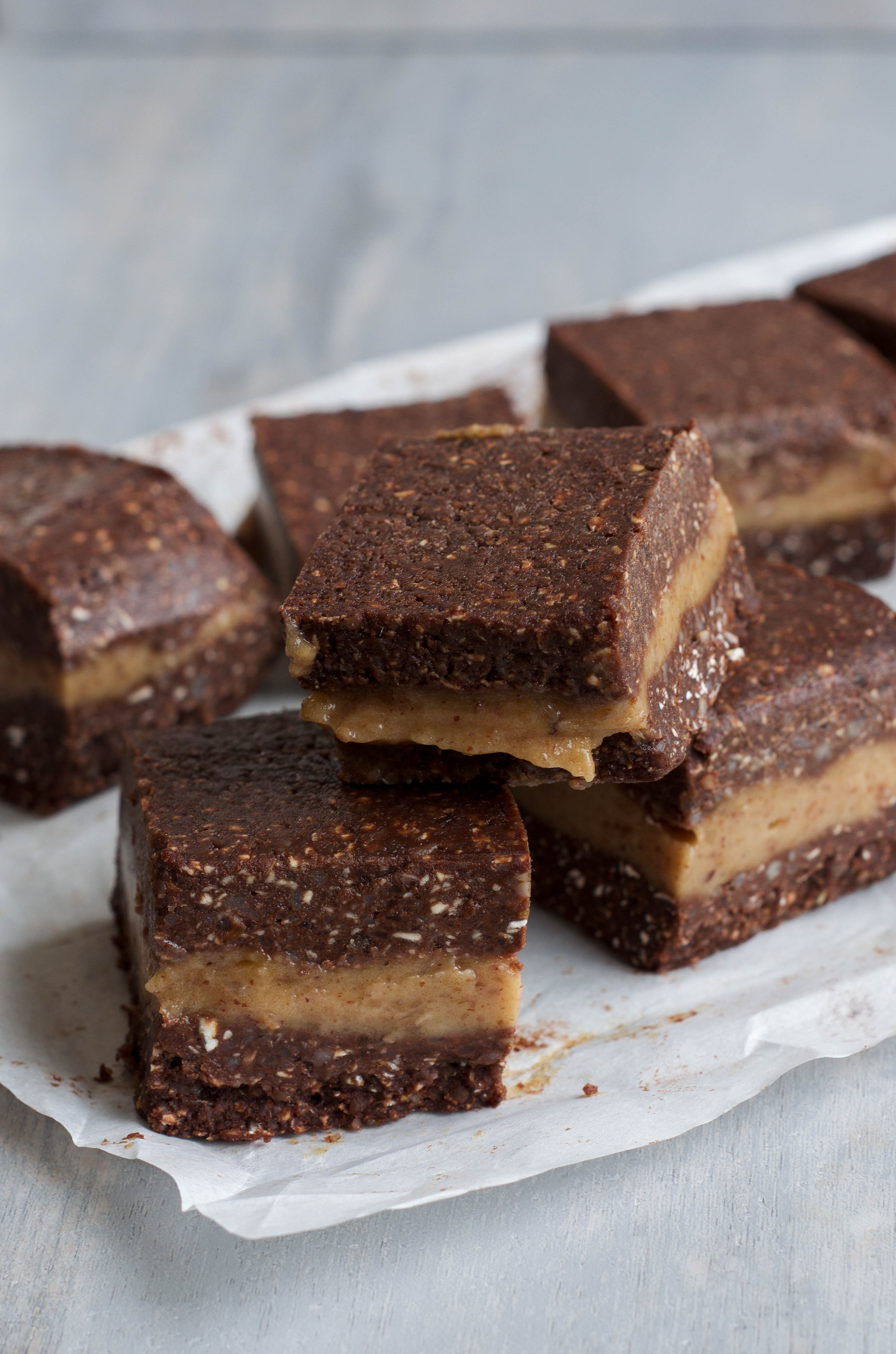 Raw Brownie Caramel Slice - Wanders and Greens