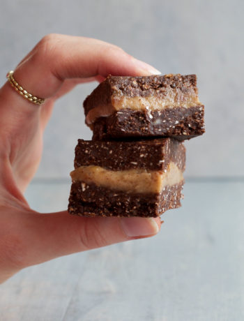 Raw Brownie Caramel Slice - Wanders and Greens
