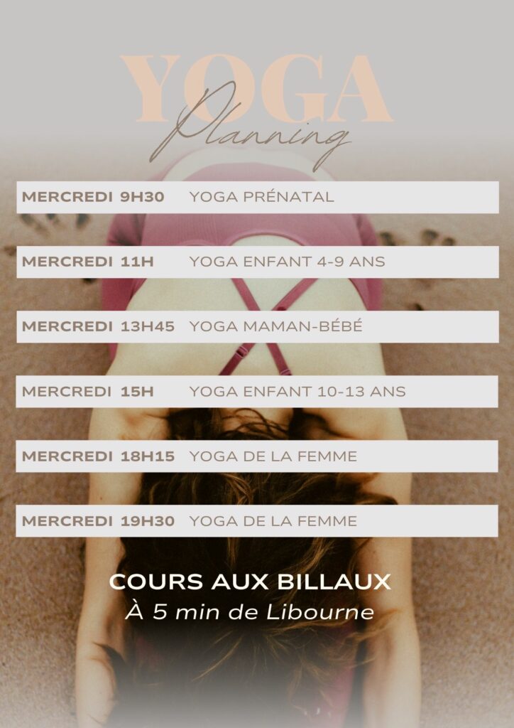 Planning cours de Yoga adultes et enfants
